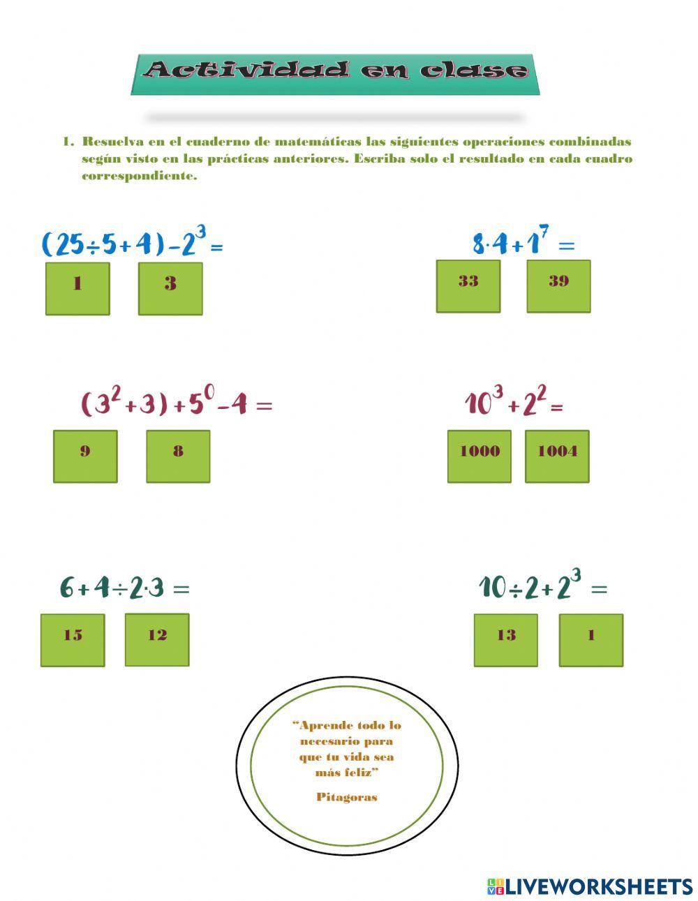 Operaciones combinadas