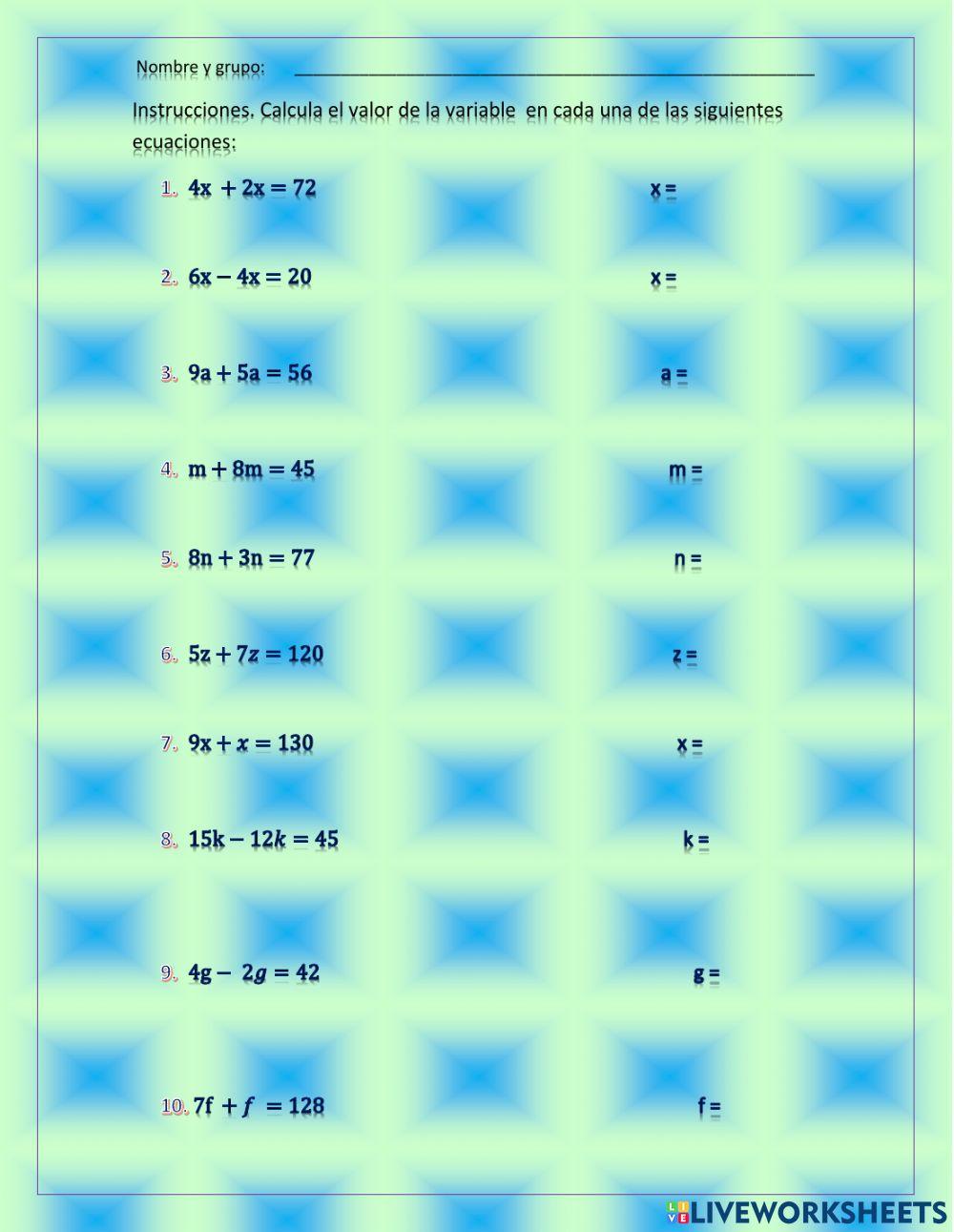 Ecuaciones de primer grado