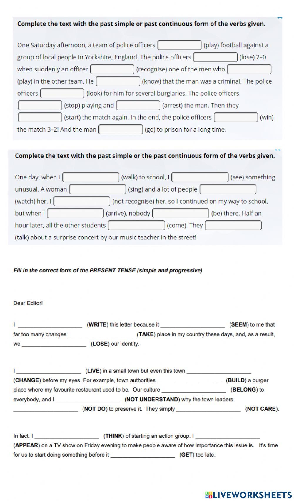 Present-past simple -Cont