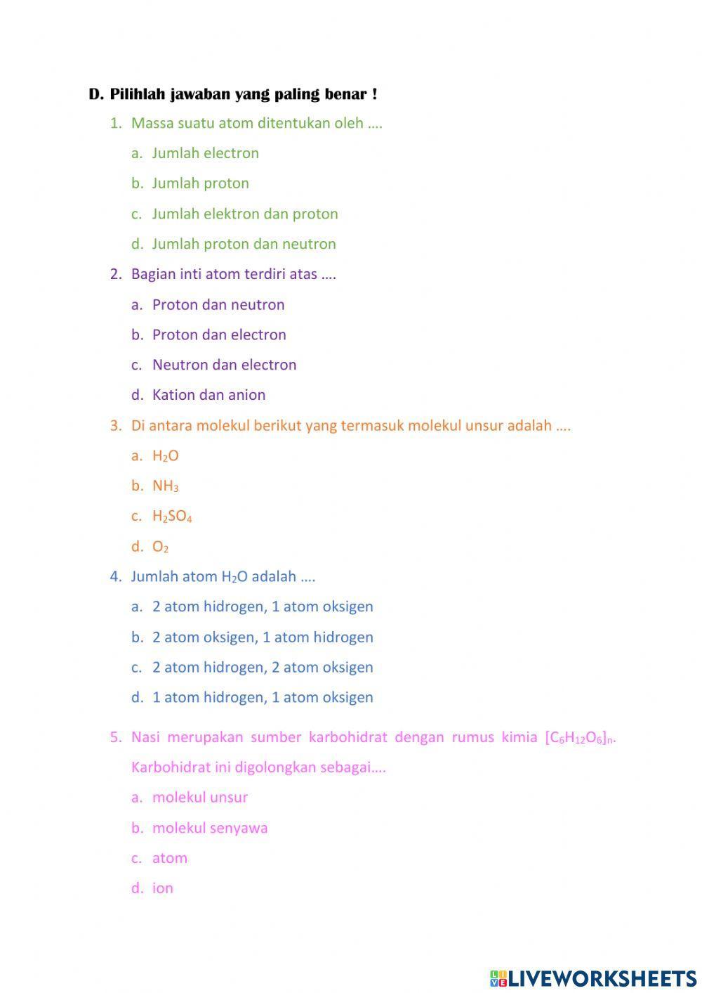 LKPD IPA - ATOM, ION, MOLEKUL 