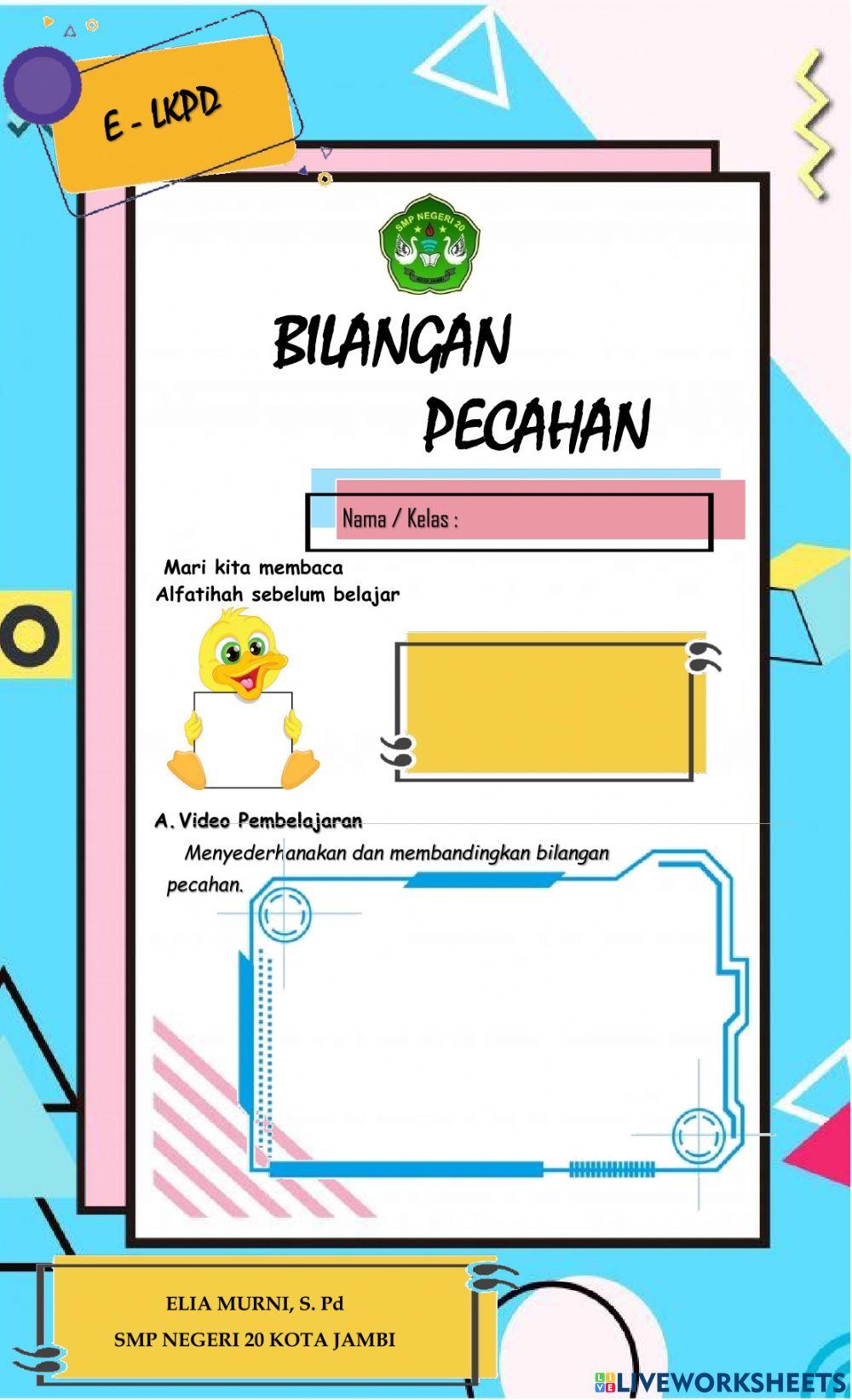 Lkpd bilangan pecahan