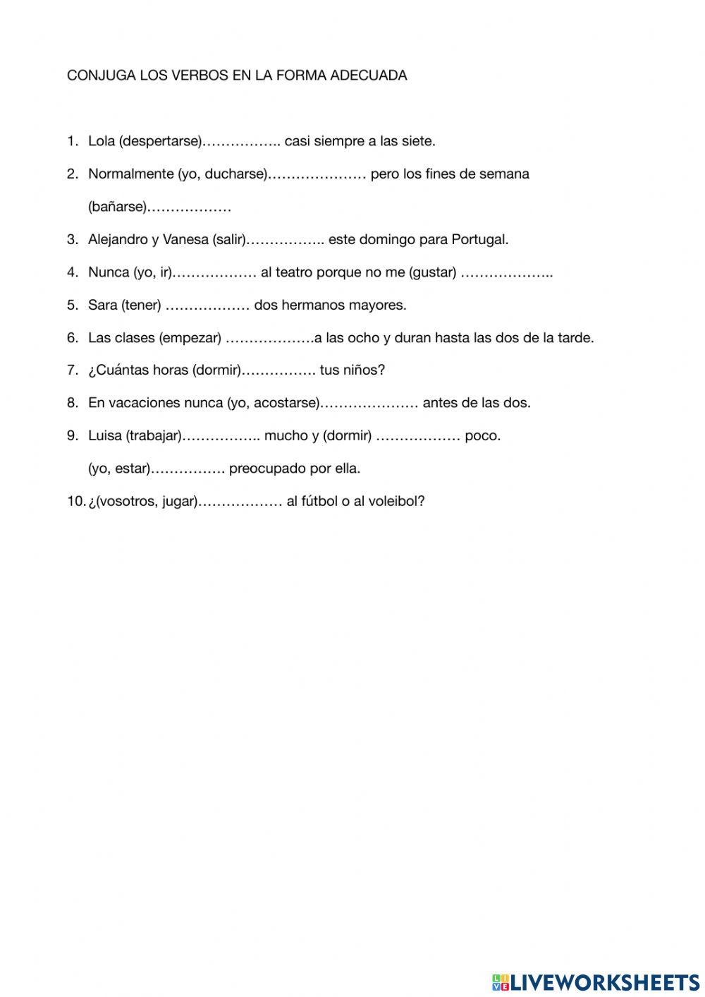 Verbos de rutina diaria