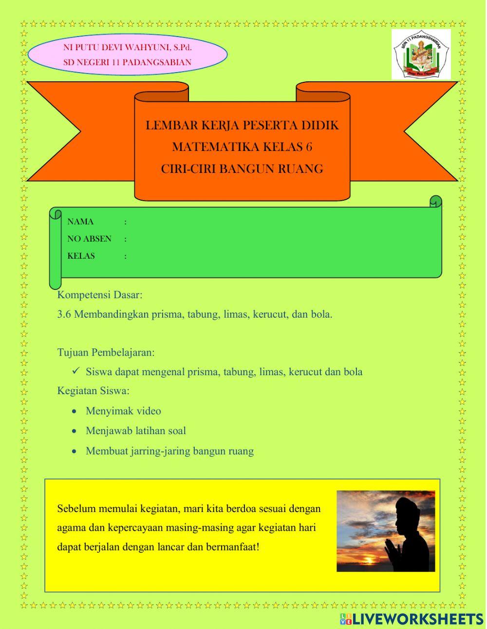 Lkpd bangun ruang kelas 6