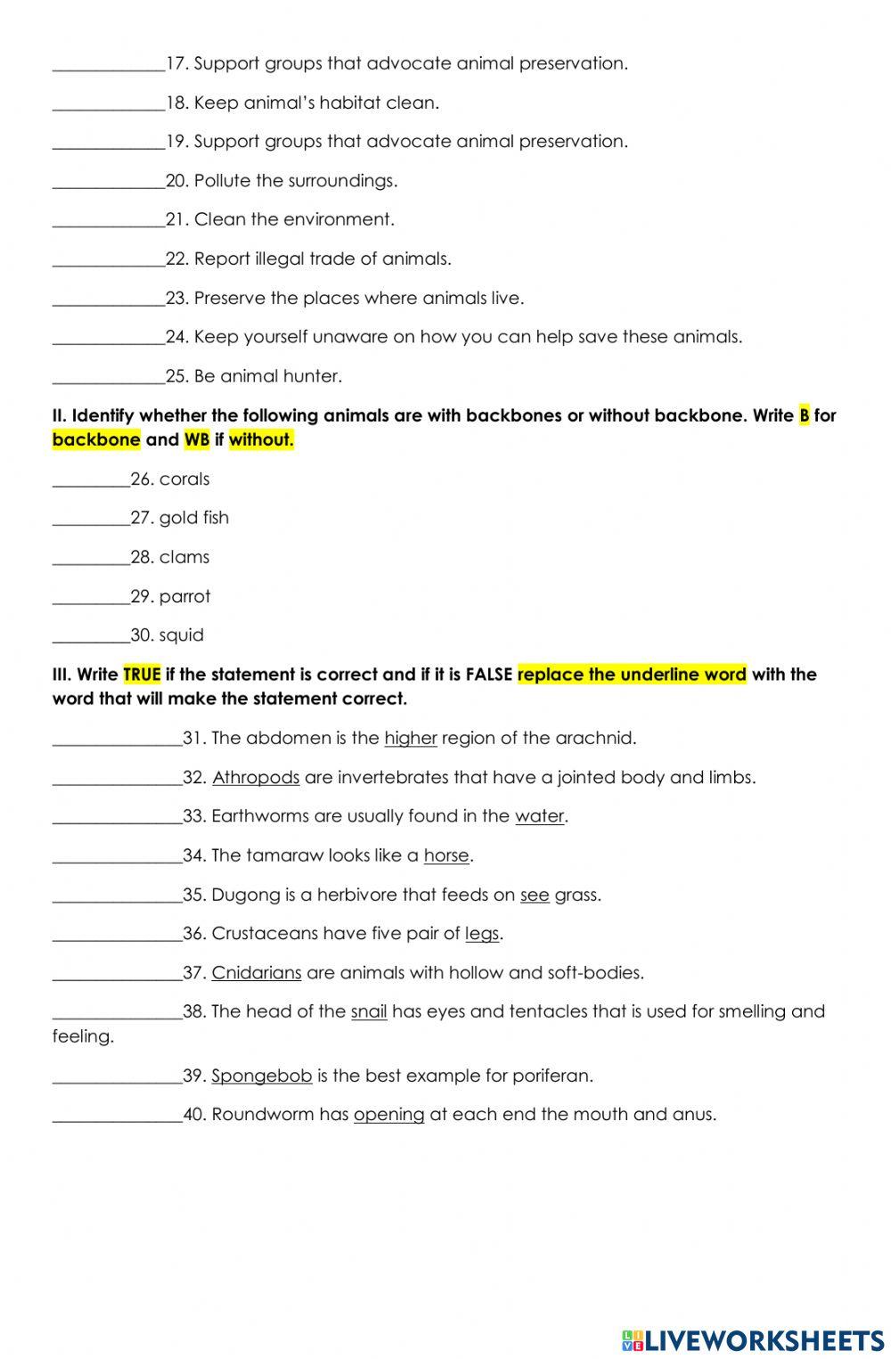 Fourth Monthly Test Science worksheet | Live Worksheets