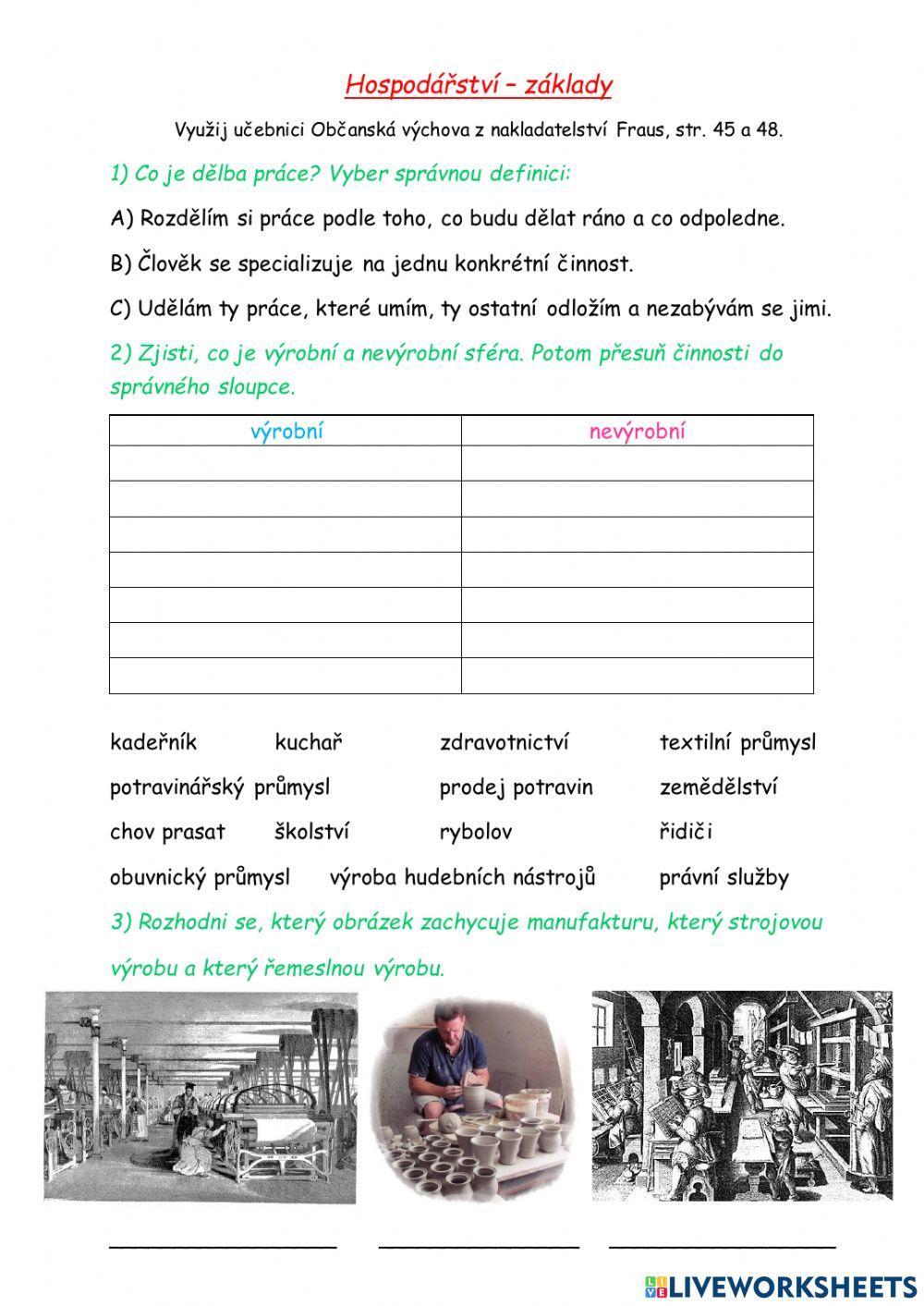 Hospodářství - základy