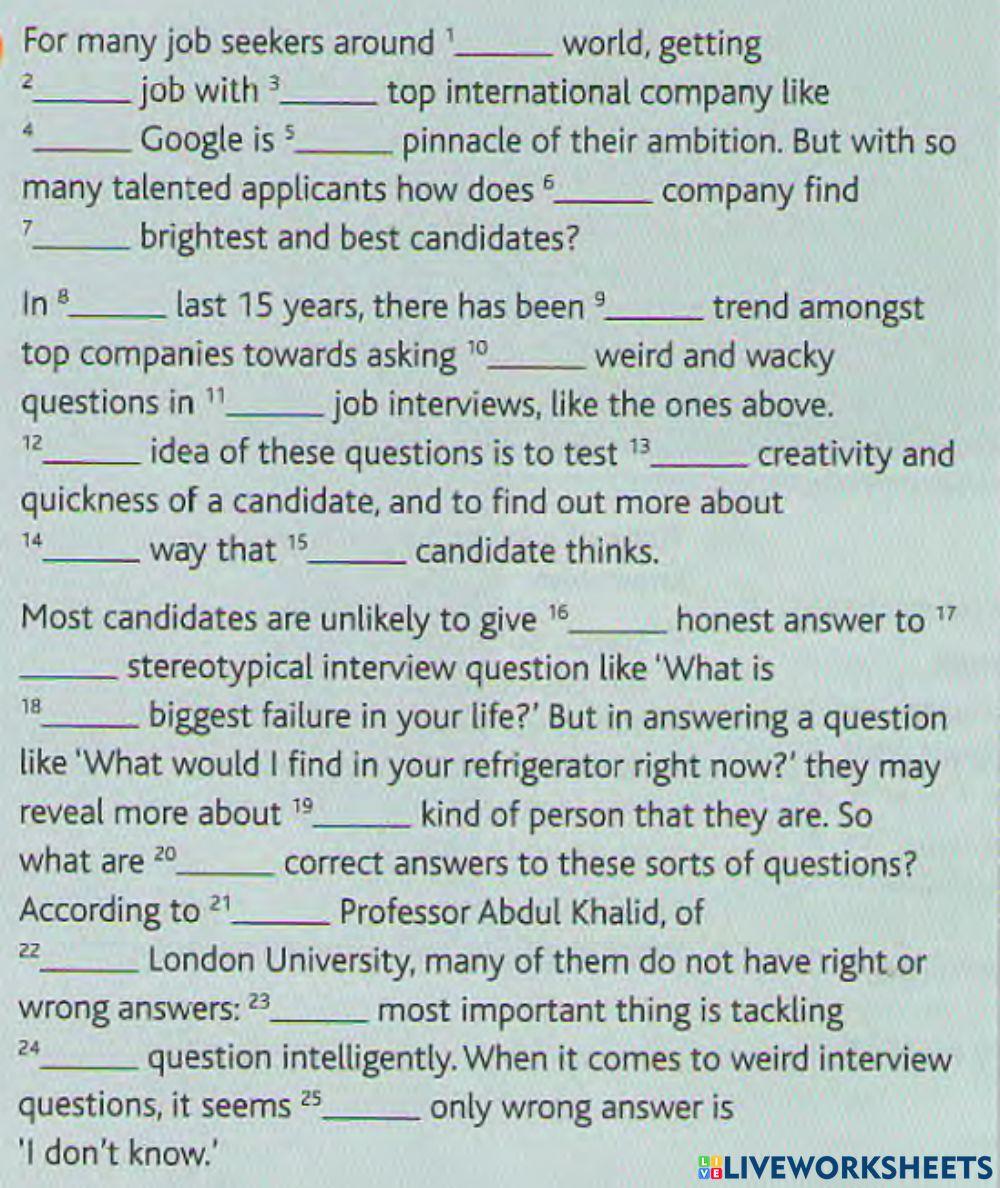 Weird Interview Questions