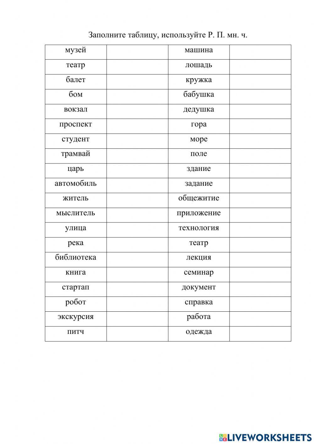 Р. п. мн. ч. (слова)