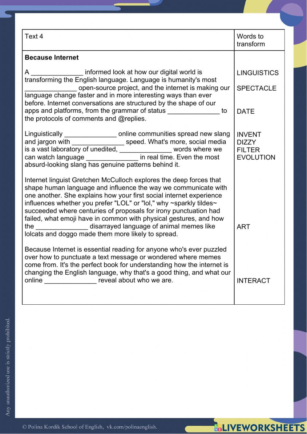 Week 24 Word Formation 1-5