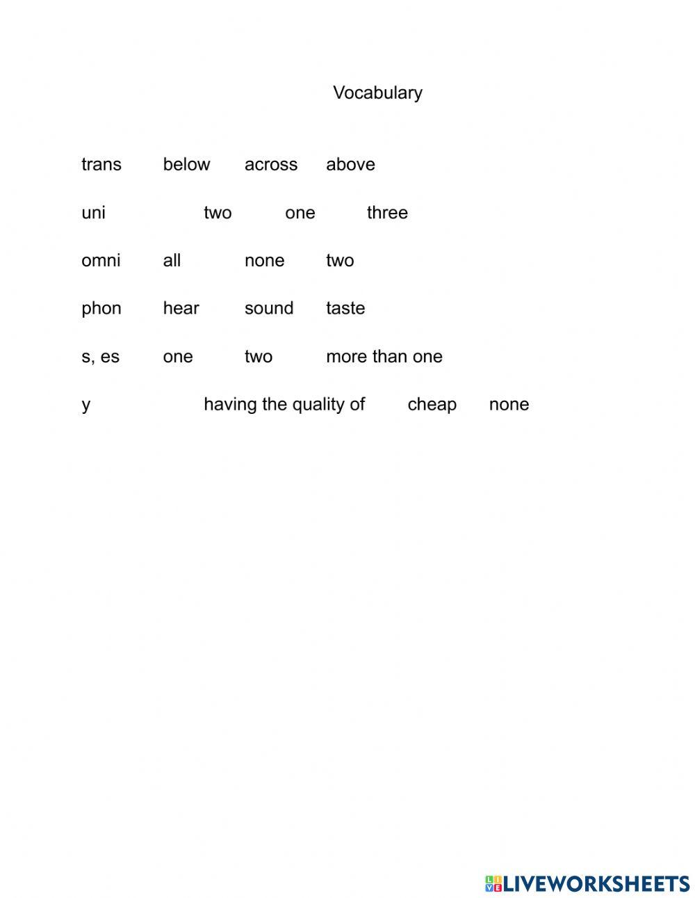 Vocabulary from 30-30-30