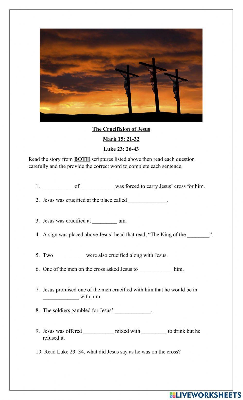 Jesus Is Crucified Worksheet Live Worksheets jesus-is-crucified-worksheet-live-worksheets