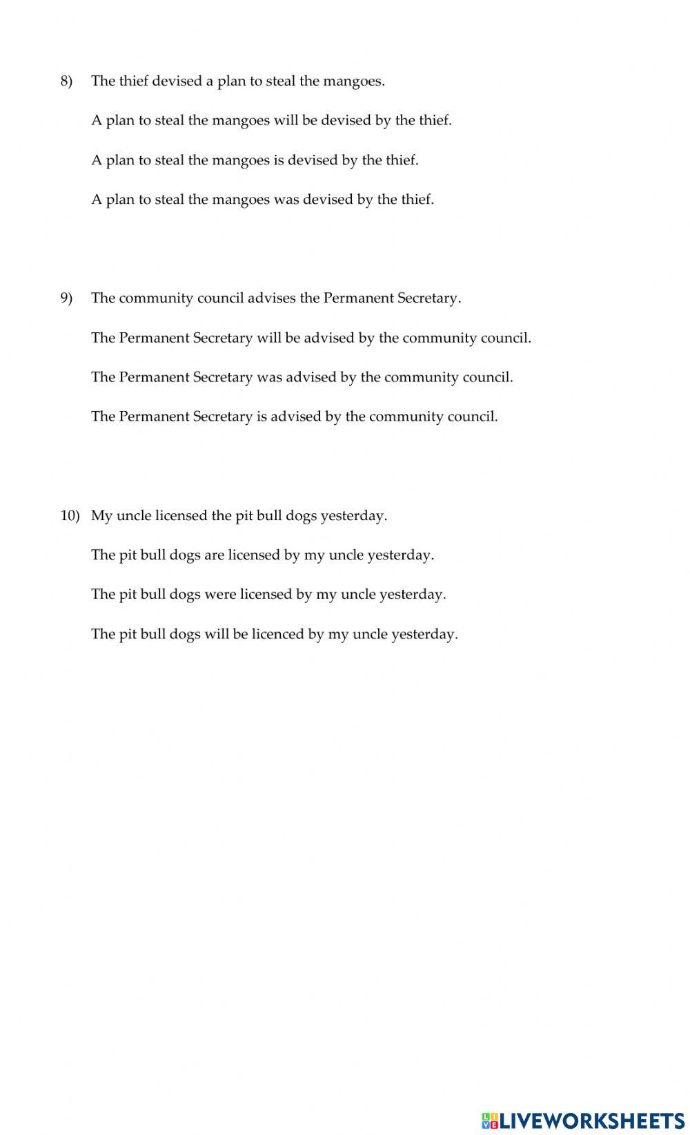 Active to Passive Voice - Simple Present, Past and Future Tense Review