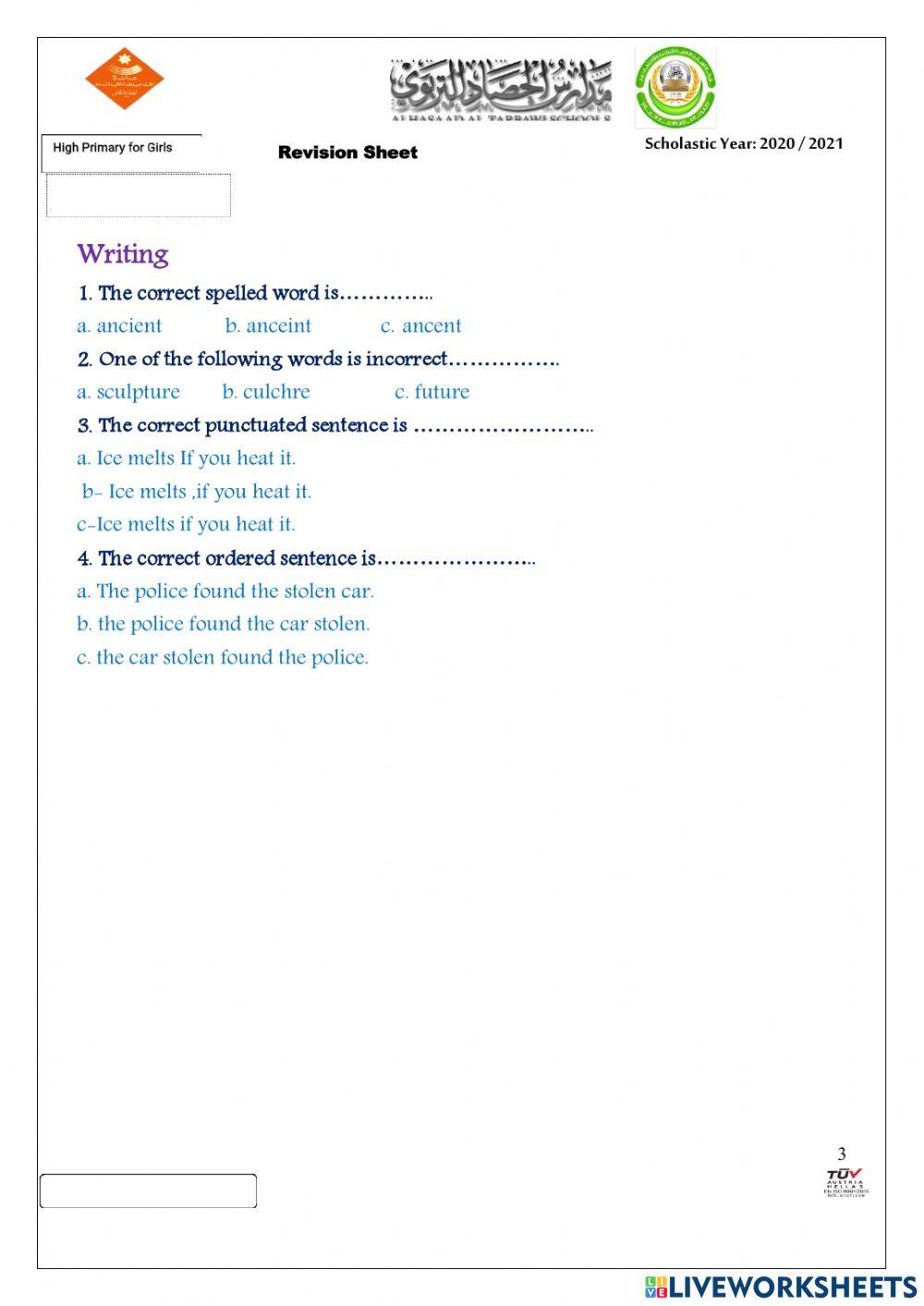 Revision unit 7+8 English World 7