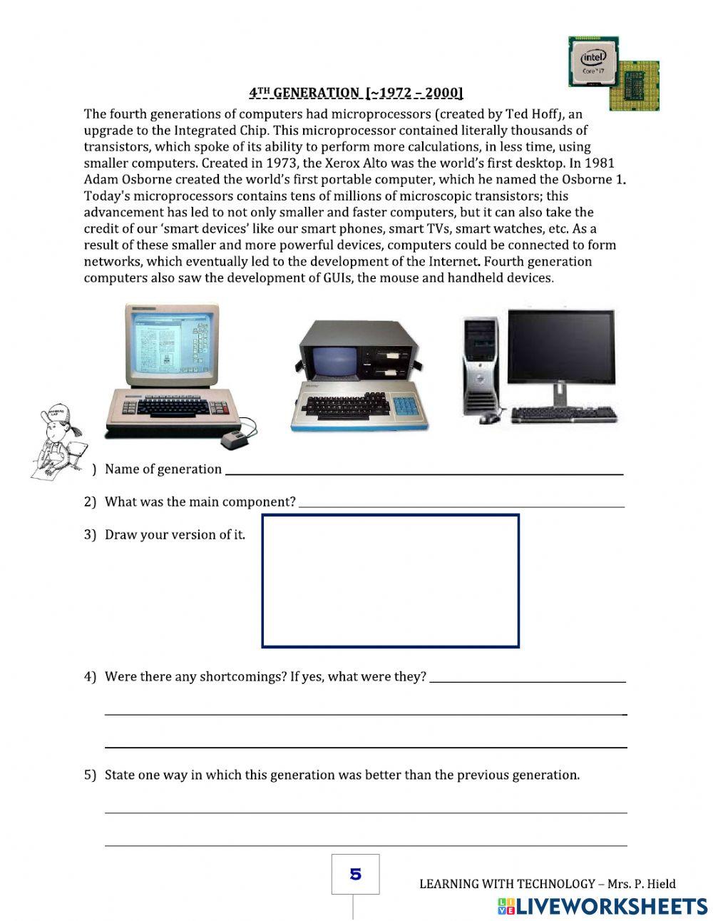 4th Generation of Computers worksheet | Live Worksheets