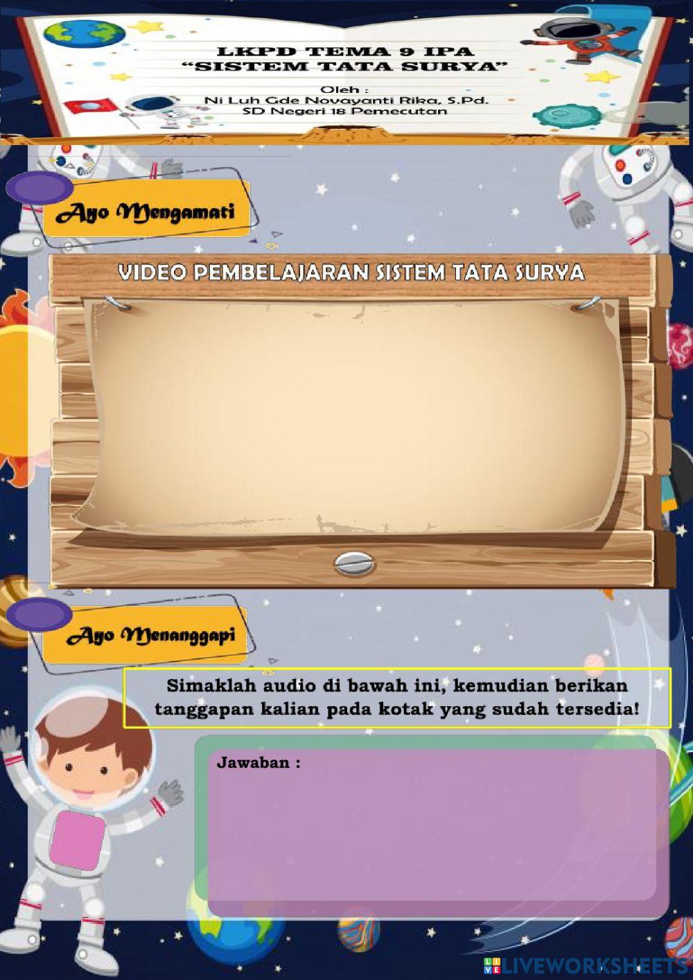 LKPD Tema 9 IPA -Sistem Tata Surya-