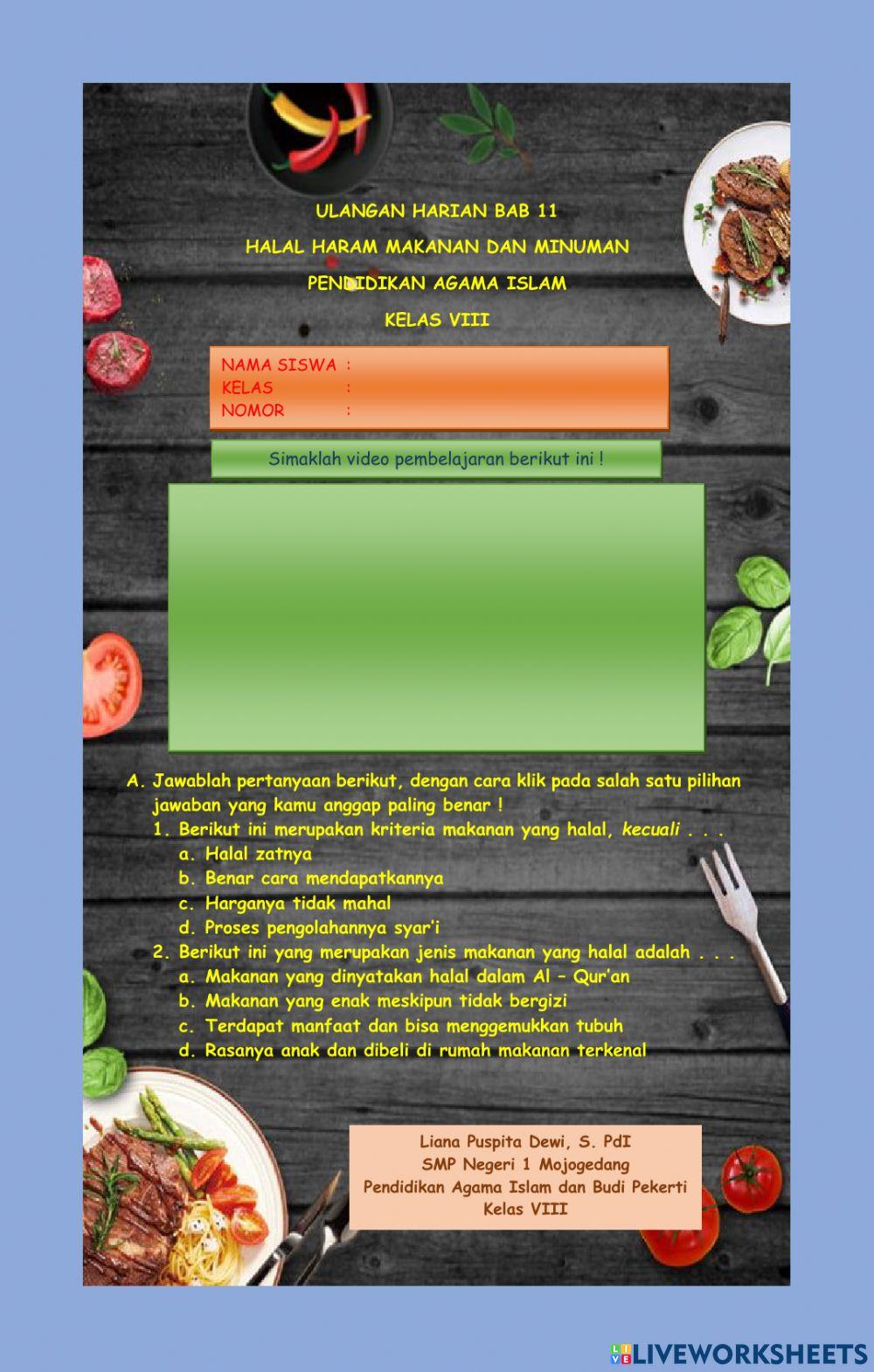 Makanan dan minuman yang halal dan haram
