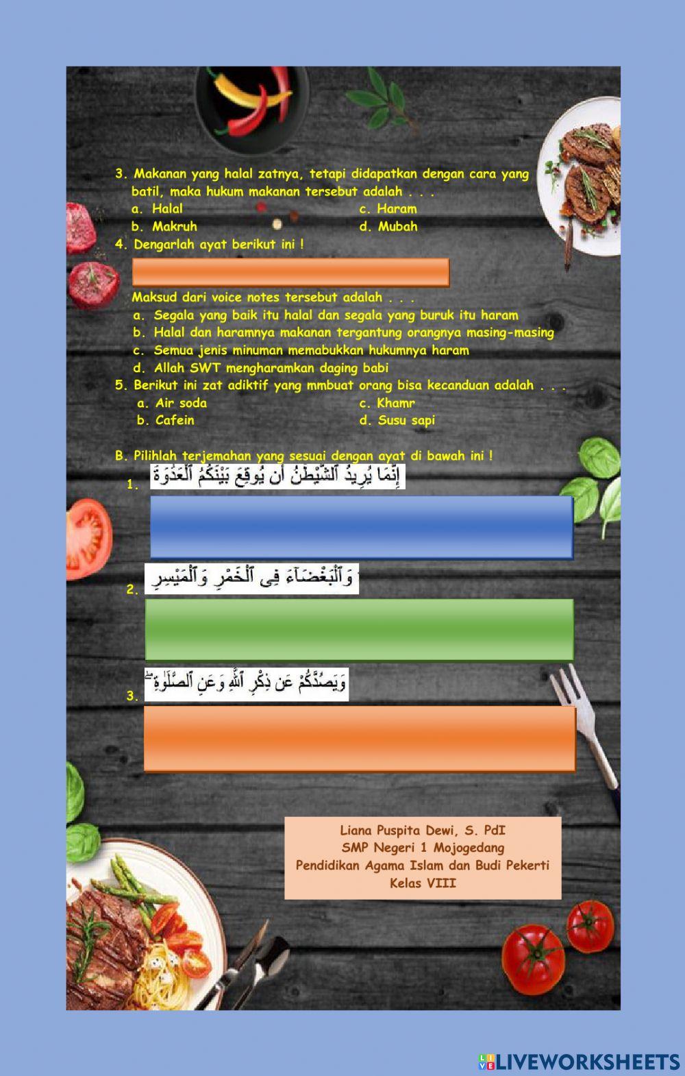 Makanan dan minuman yang halal dan haram