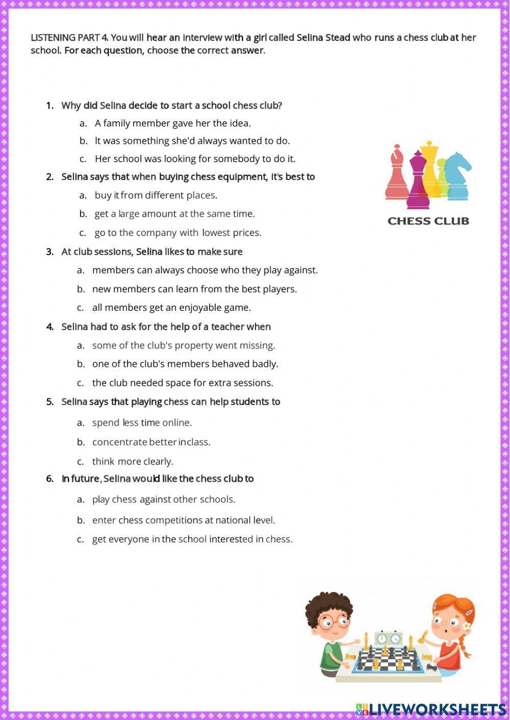 Pet for schools test