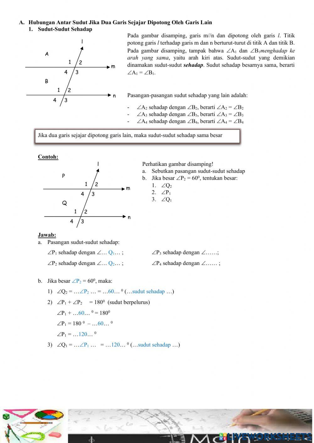 7.7.3 Hubungan Antar Sudut (garis sejajar)