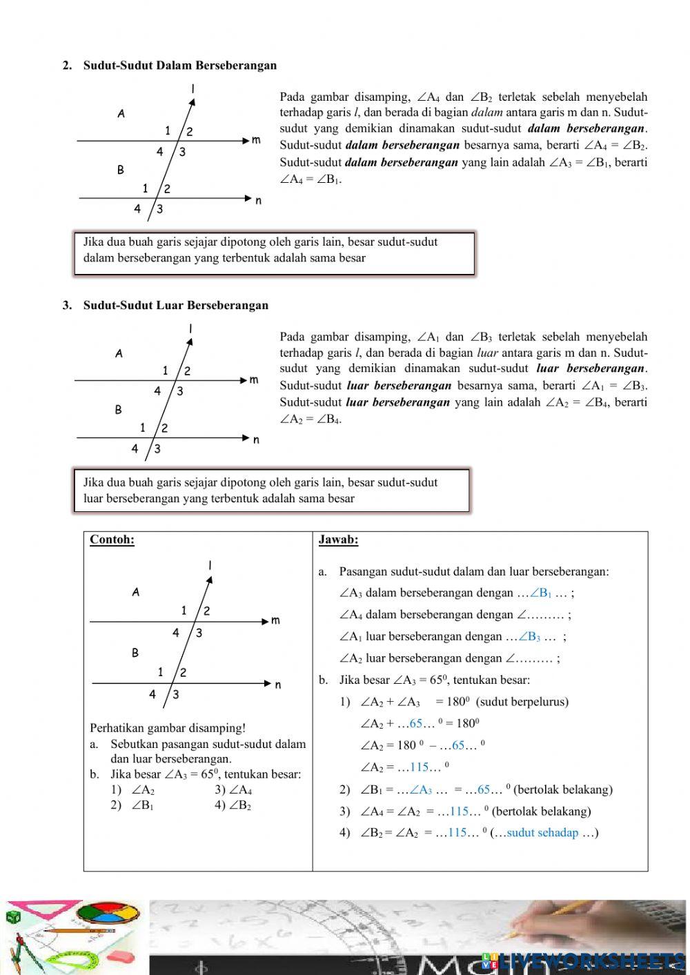 7.7.3 Hubungan Antar Sudut (garis sejajar)