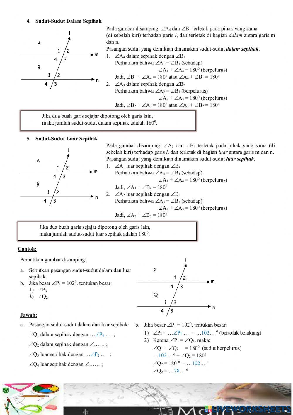 7.7.3 Hubungan Antar Sudut (garis sejajar)