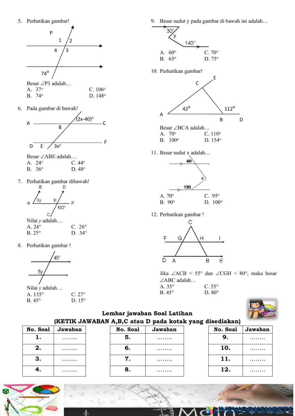 7.7.3 Hubungan Antar Sudut (garis sejajar)