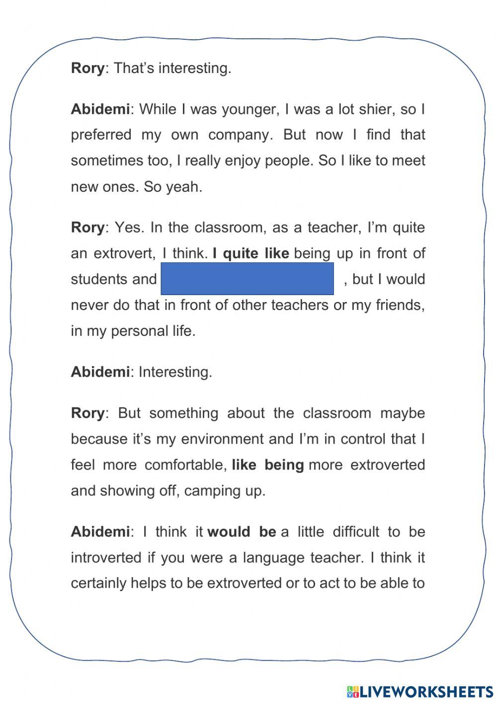 Extrovert and introvert