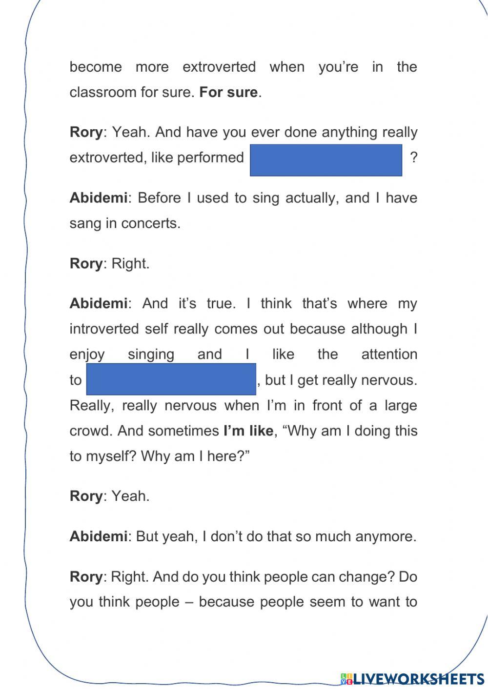 Extrovert and introvert