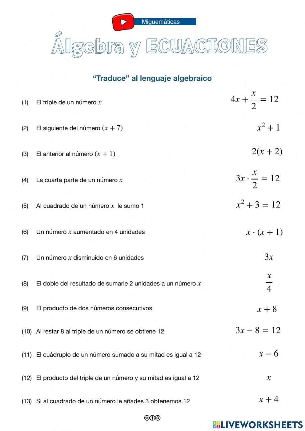 Álgebra y Ecuaciones