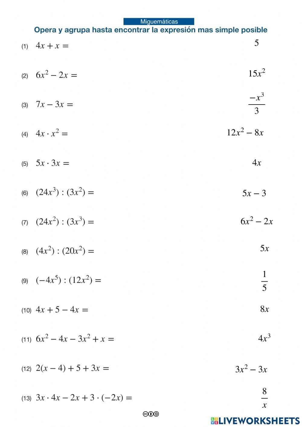 Álgebra y Ecuaciones