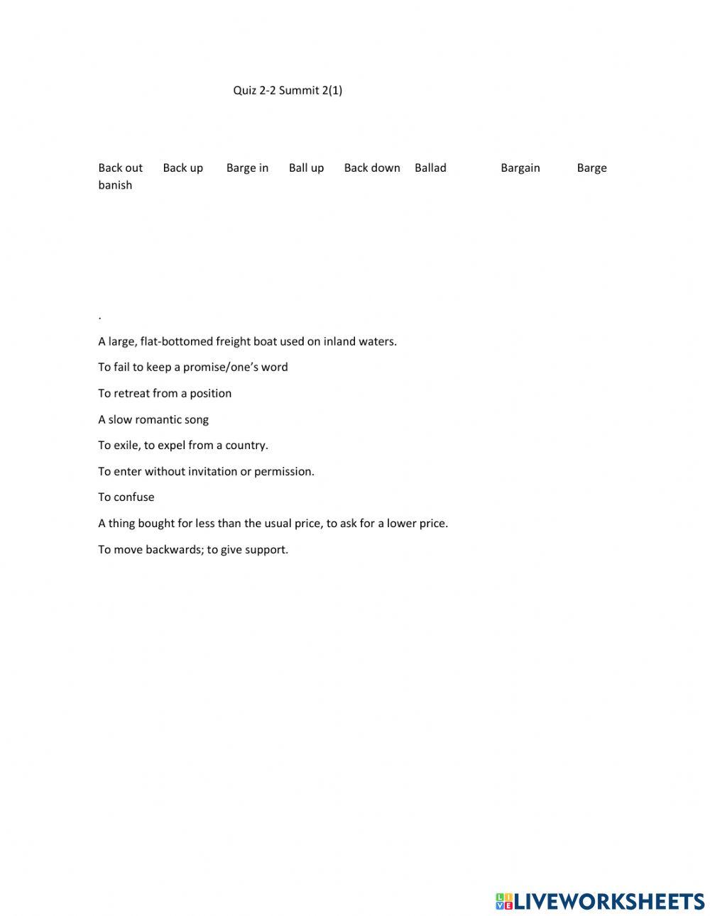 Quiz 2-2 Summit 2(1) Vocabulary