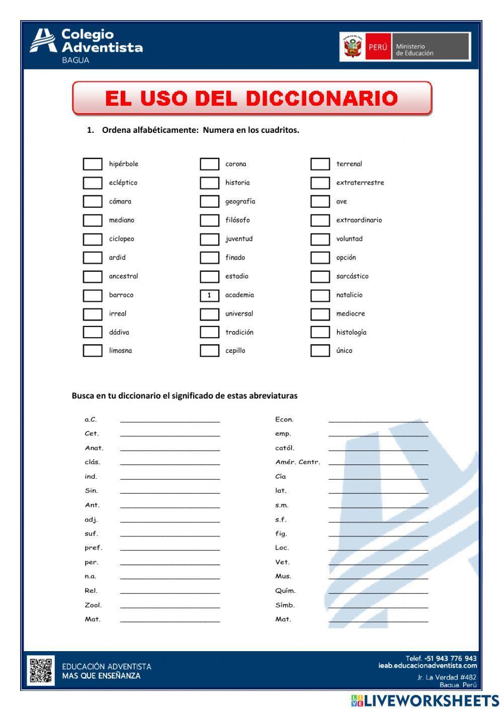 Uso del diccionario I