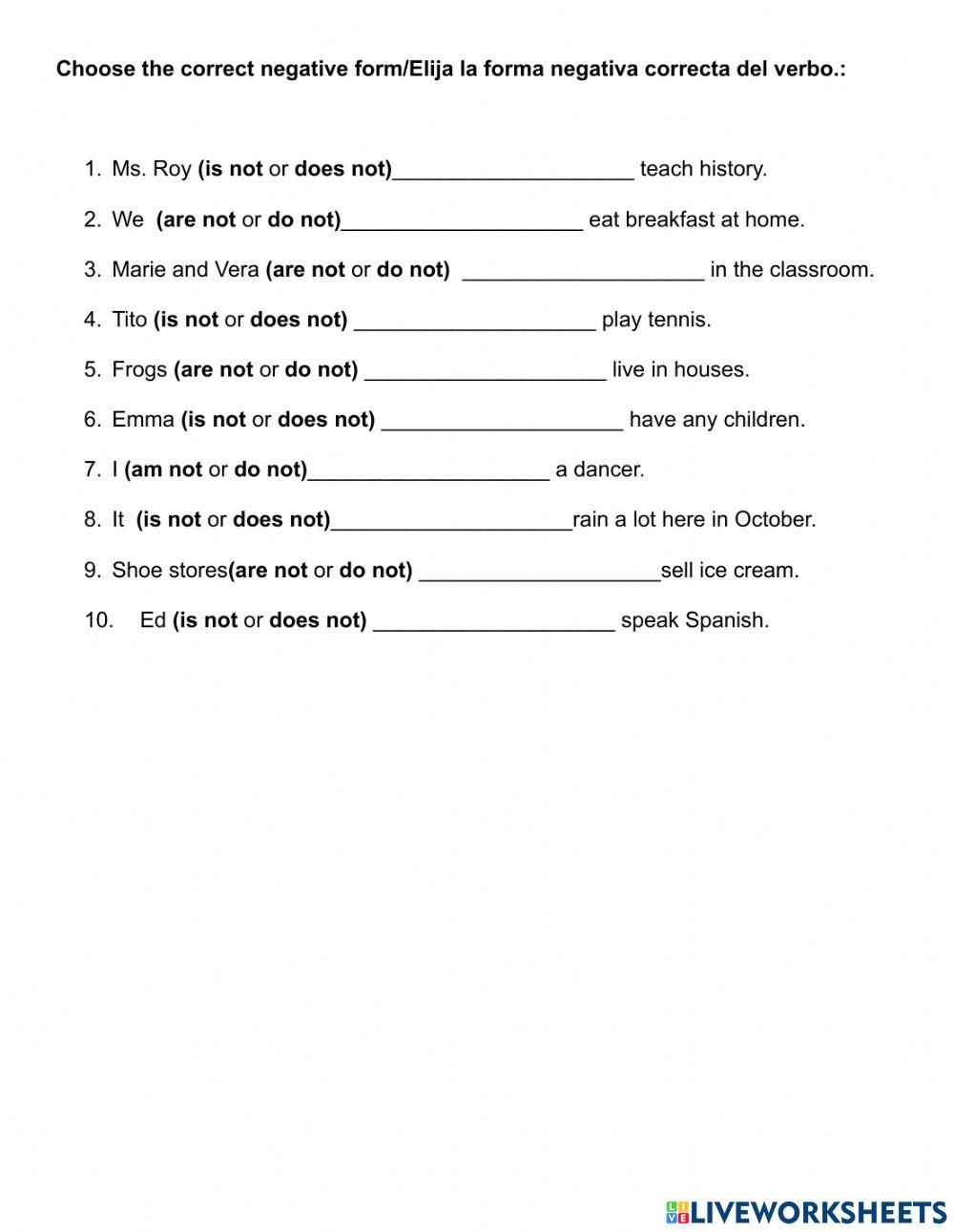 Simple Present Verb Exam
