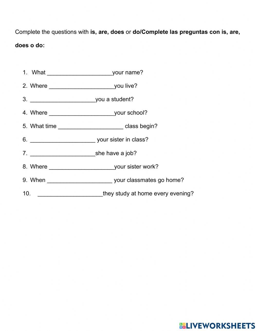 Simple Present Verb Exam