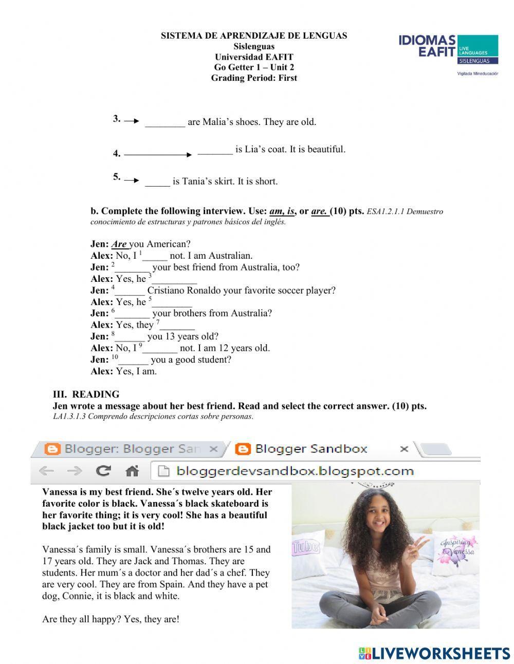 Fourth grade final exam