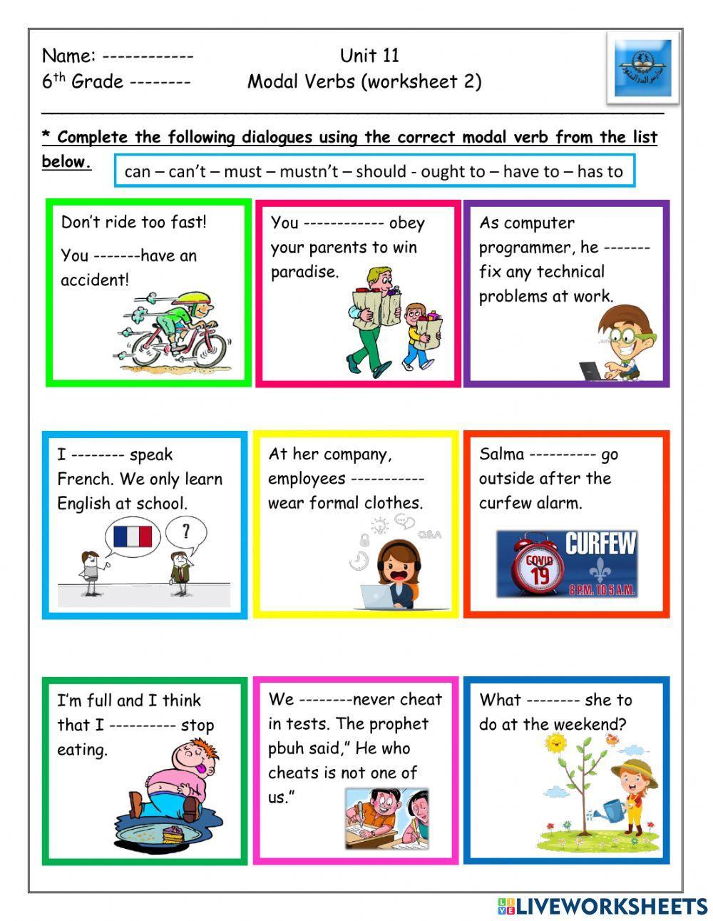 Modal Verbs 833402 | sabeena qasim | LiveWorksheets