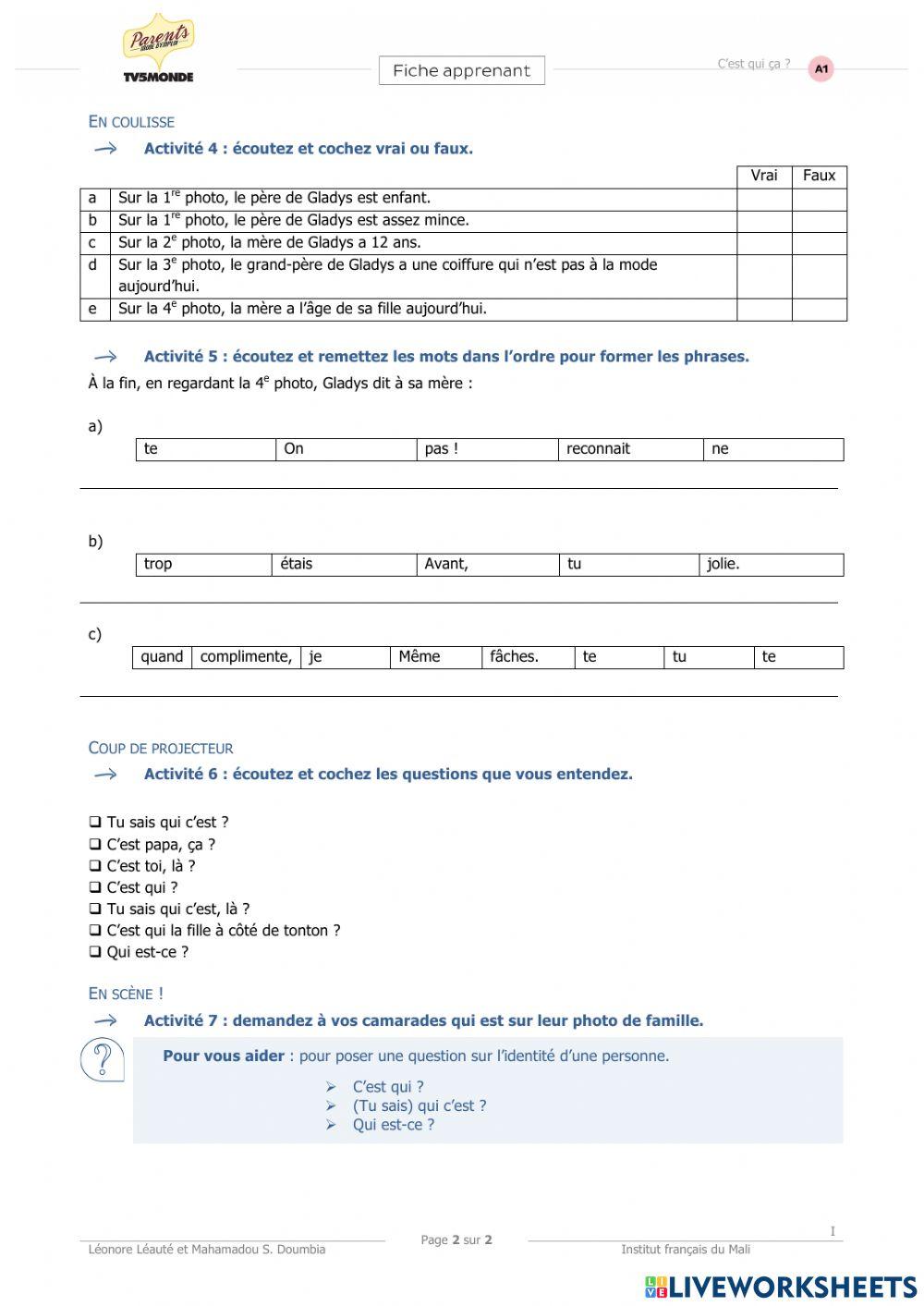 Les membres de la famille