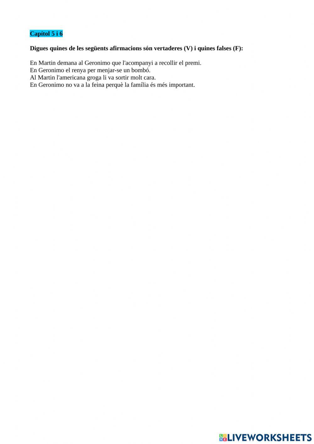 Comprensió lectora Geronimo Stilton - Un rat educat no es tira petarrots Cap.5i6