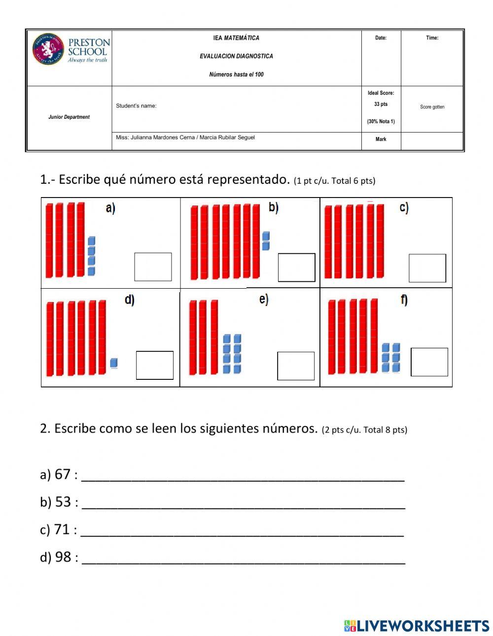 Números hasta el 100