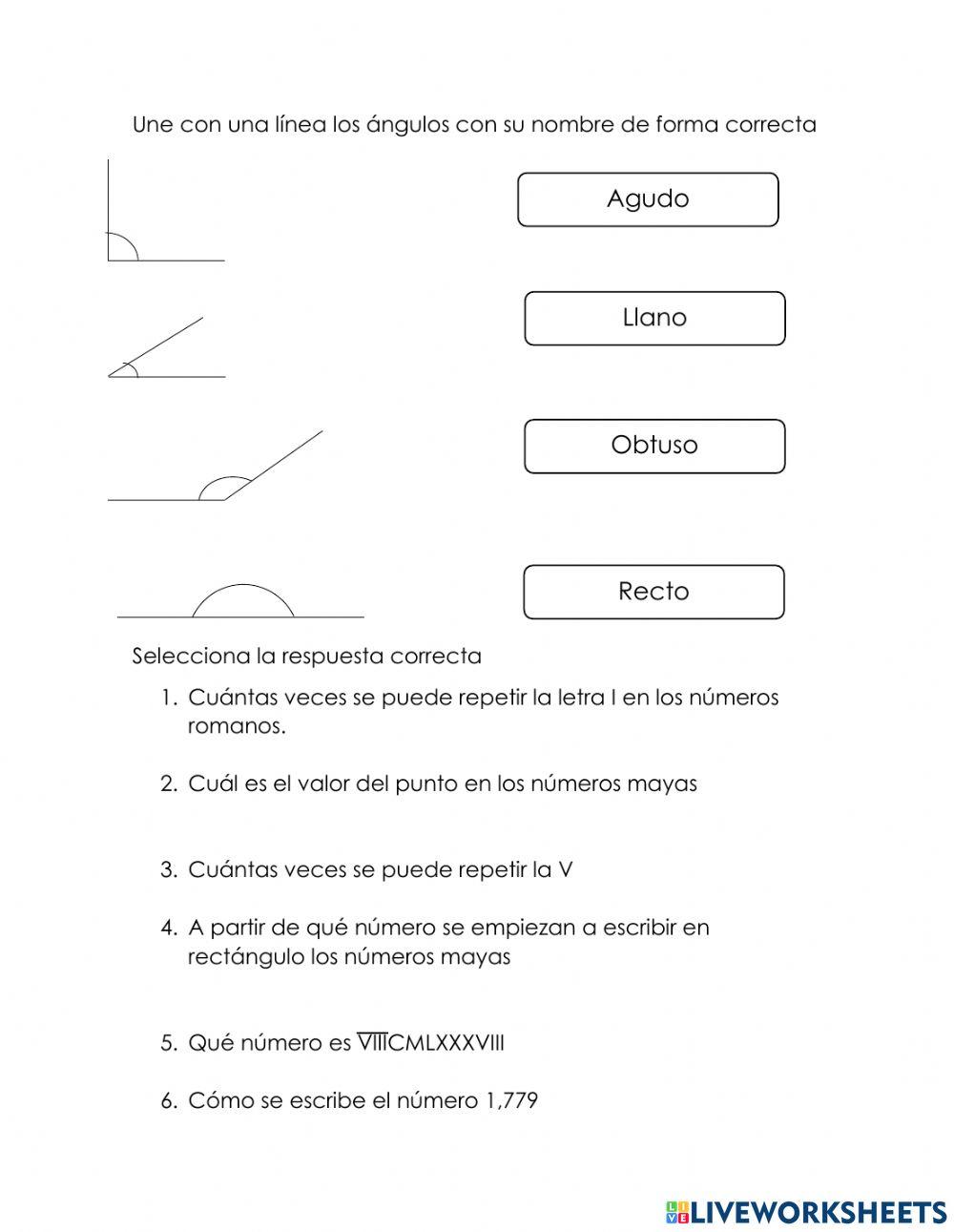 Ángulos, números mayas y romanos