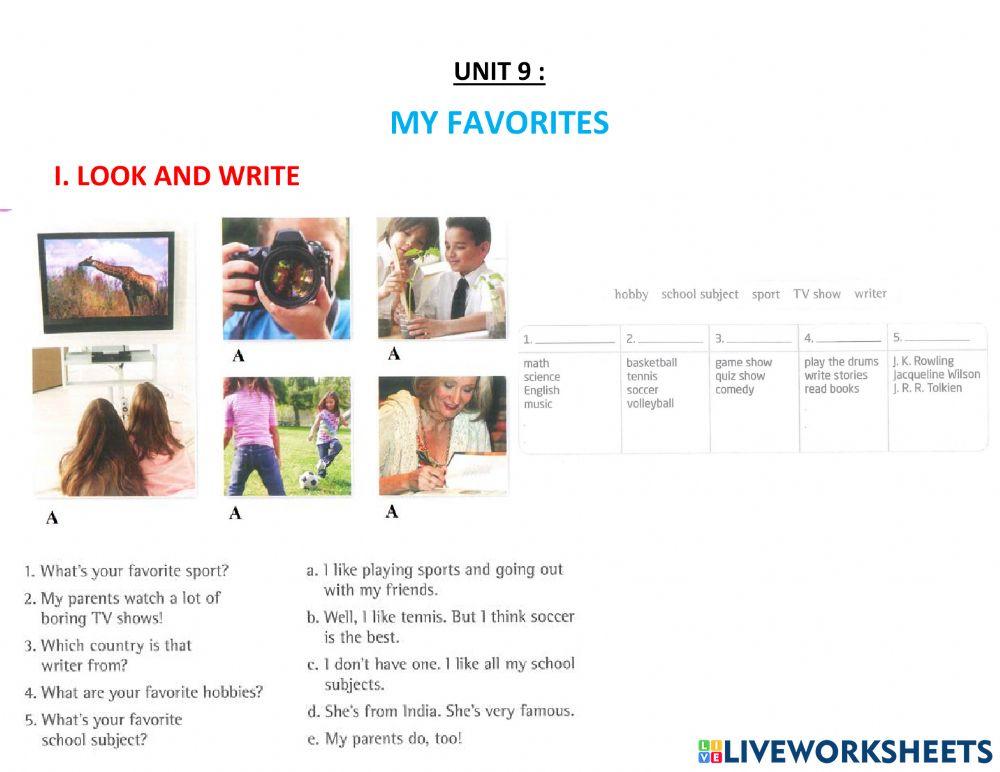 Unit 9 : my favorites