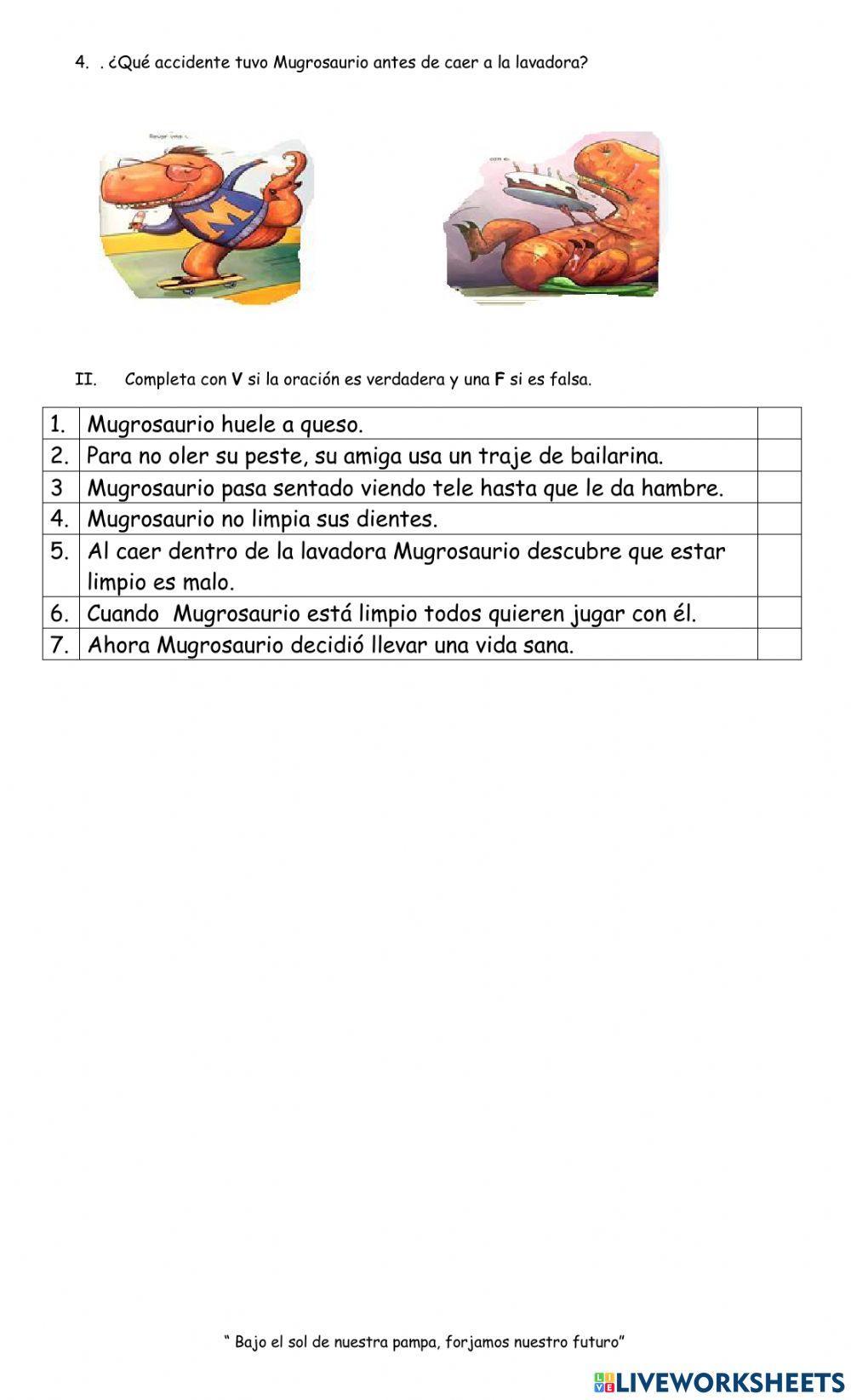 Actividades para el cuento Mugrosaurio