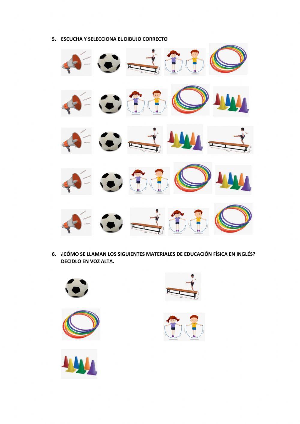 Vocabulario en inglés en Educación Física