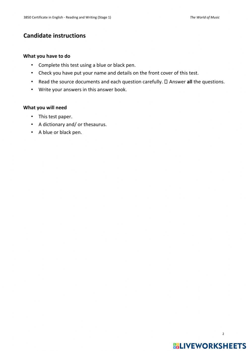 City & Guilds Stage 1