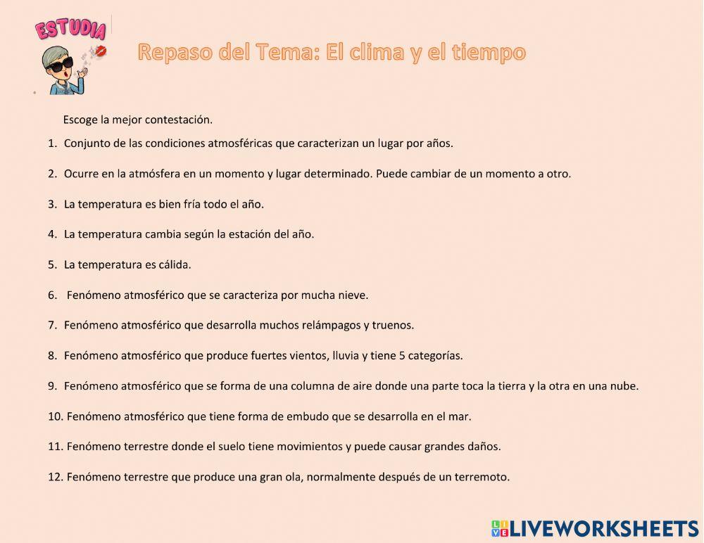 Repaso del Clima y el Tiempo