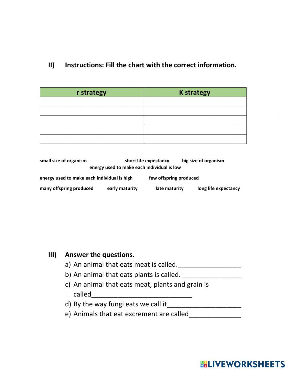 Reproduction and Food Chains