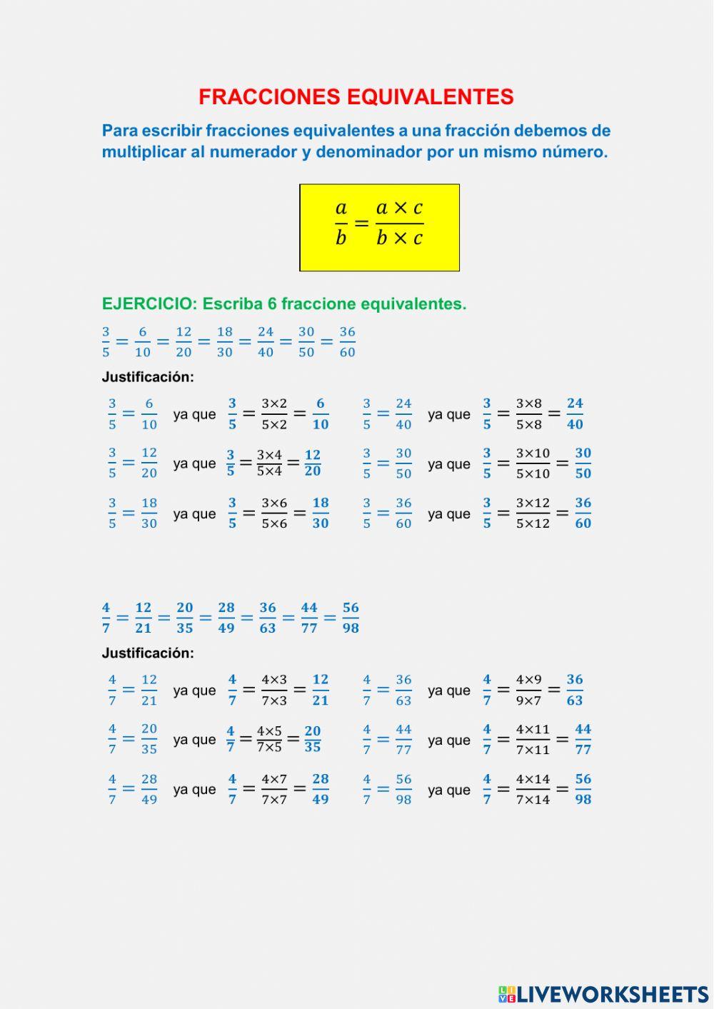 Fracciones equivalentes