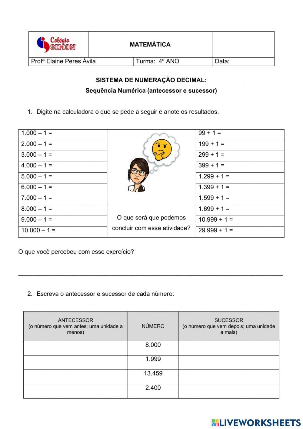 Antecessor e sucessor