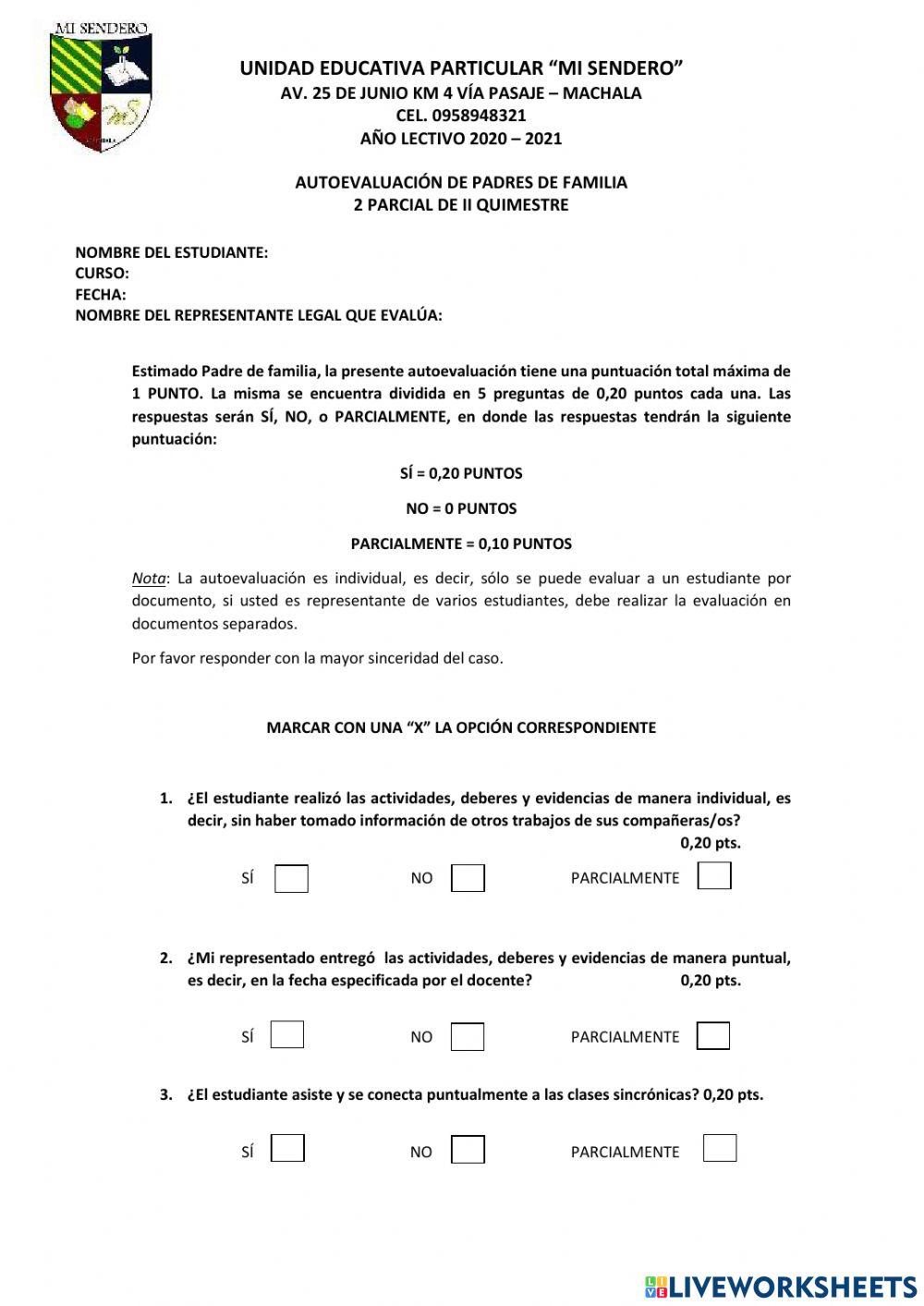 Autoevaluación Mi sendero