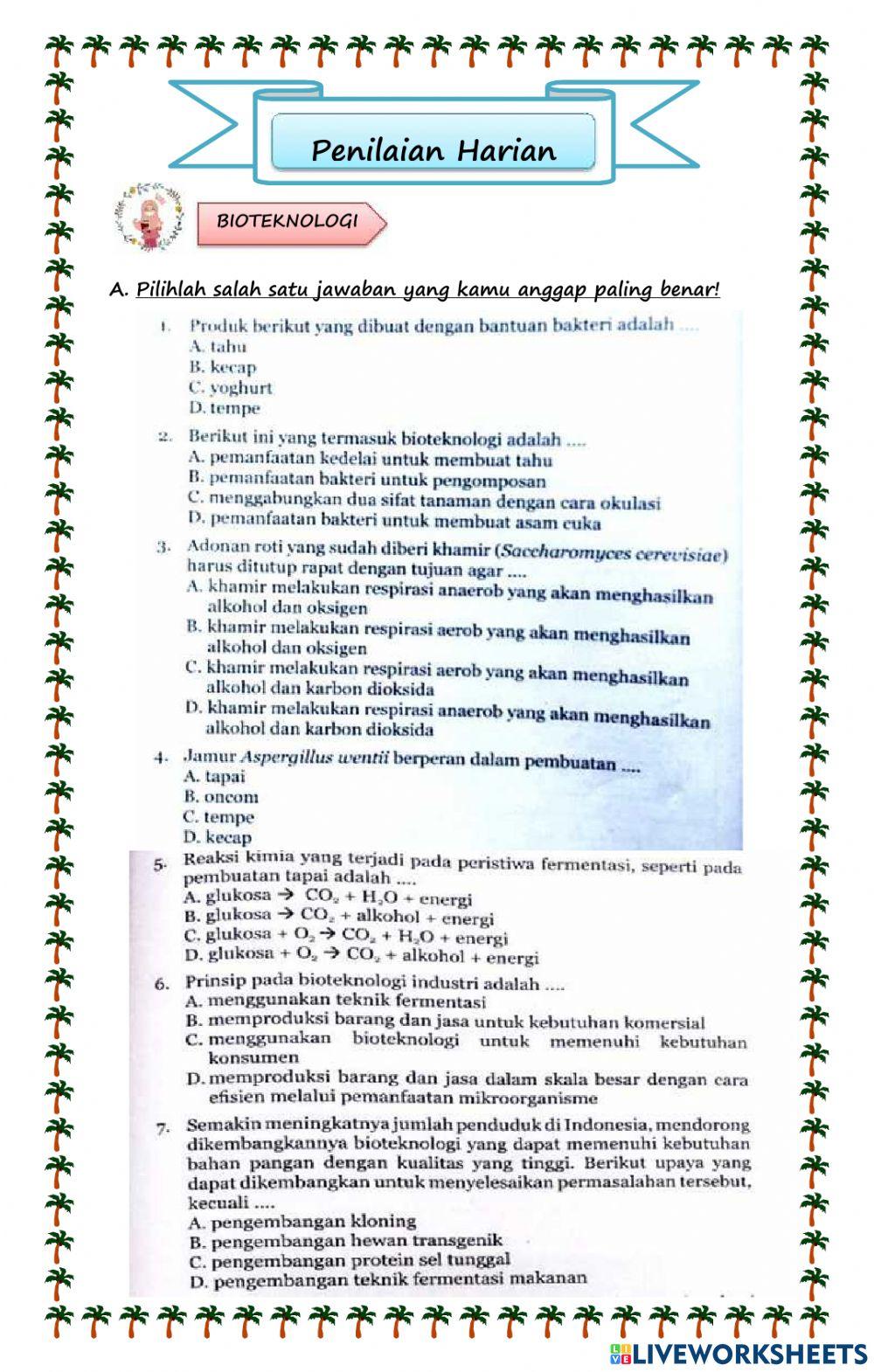 Penilaian Harian: BIOTEKNOLOGI