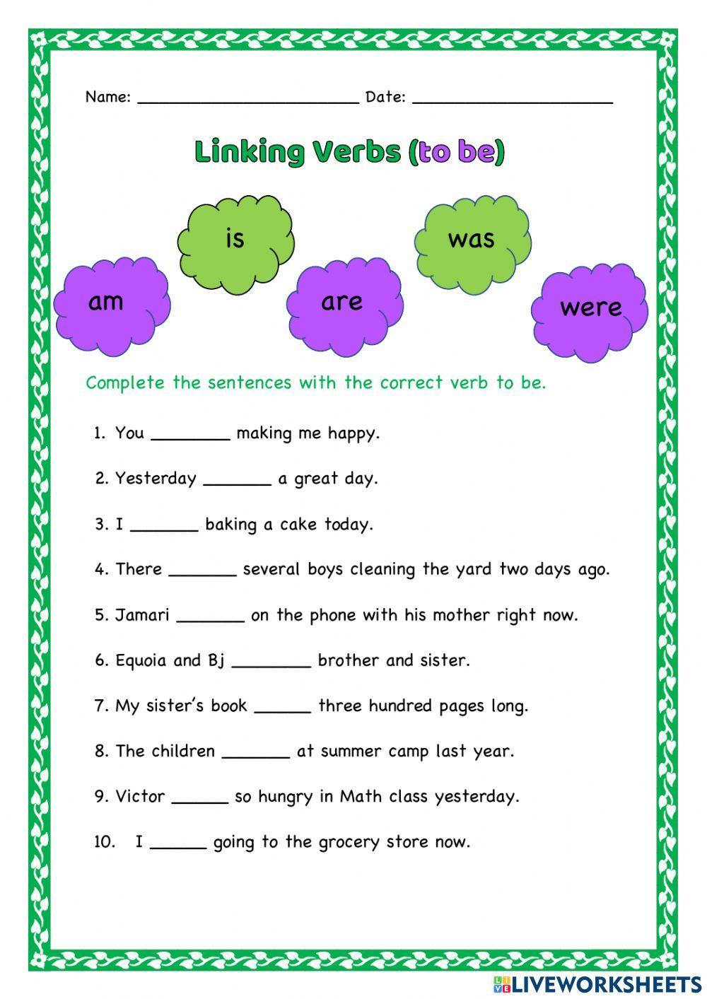 Linking Verbs (to be)